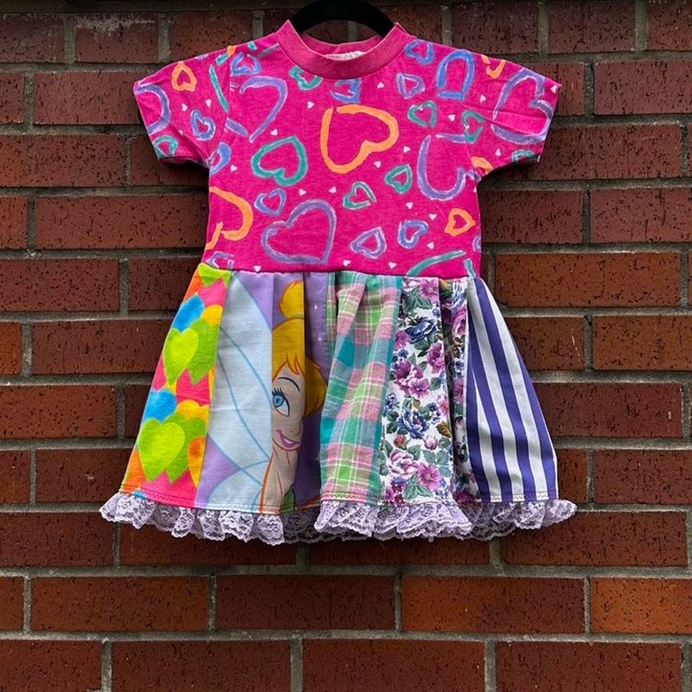 Handmade Reworked Toddler T-Shirt Patchwork Dress Girls 3T Toddler colorful